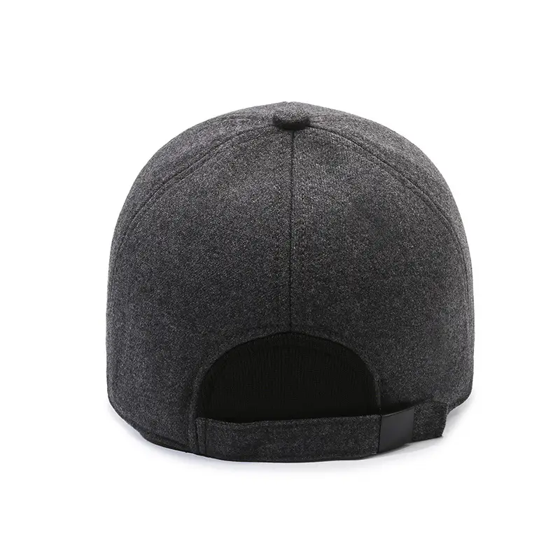 Gray Fleece Baseball Cap for Men Winter Warm - Image 7