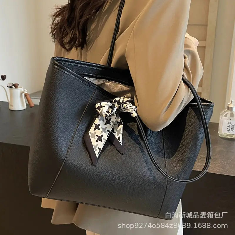Women's Brown PU Shoulder Bag with Bow Design - Image 8