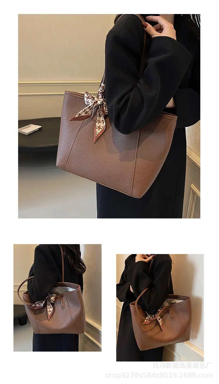 Women's Brown PU Shoulder Bag with Bow Design — feature 10