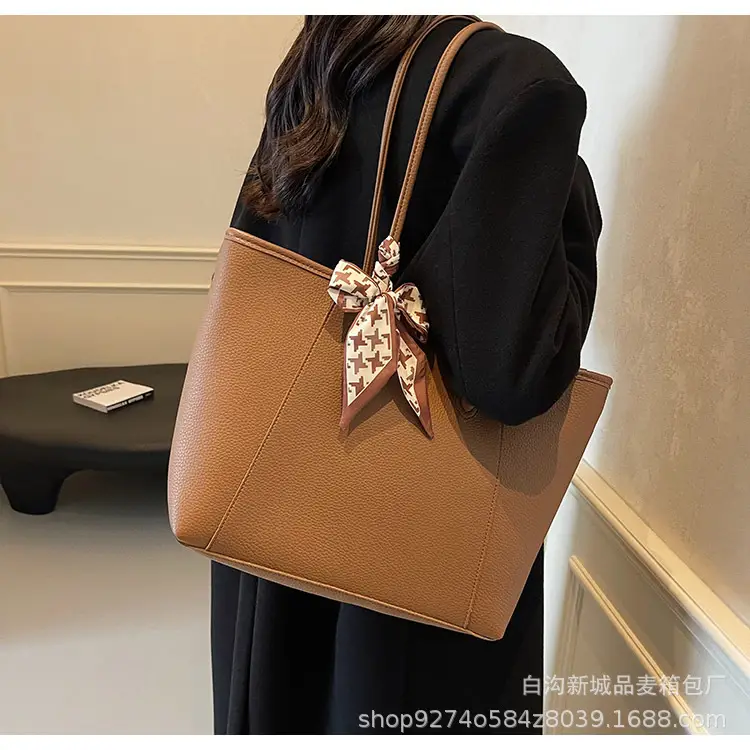 Women's Brown PU Shoulder Bag with Bow Design — feature 17