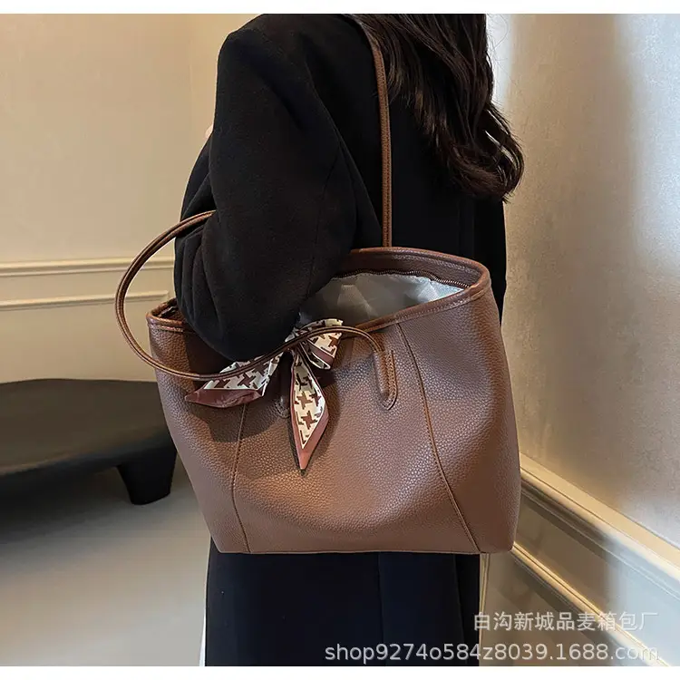 Women's Brown PU Shoulder Bag with Bow Design — feature 18