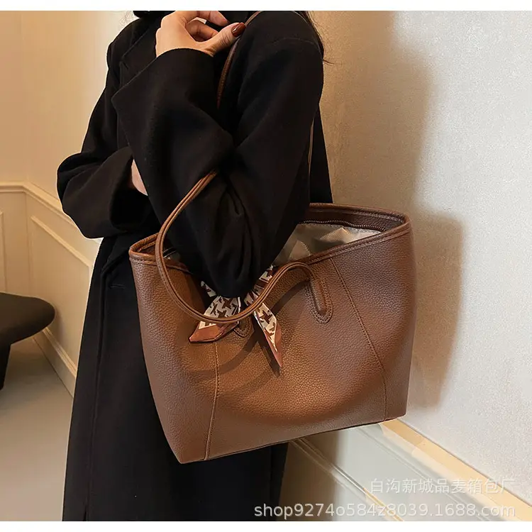 Women's Brown PU Shoulder Bag with Bow Design — feature 19