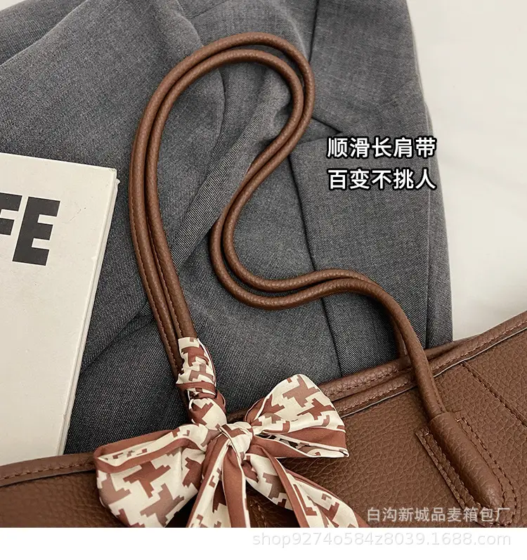 Women's Brown PU Shoulder Bag with Bow Design — feature 3