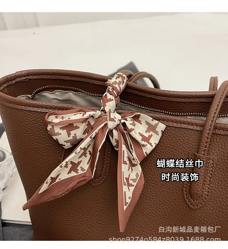 Women's Brown PU Shoulder Bag with Bow Design — feature 6