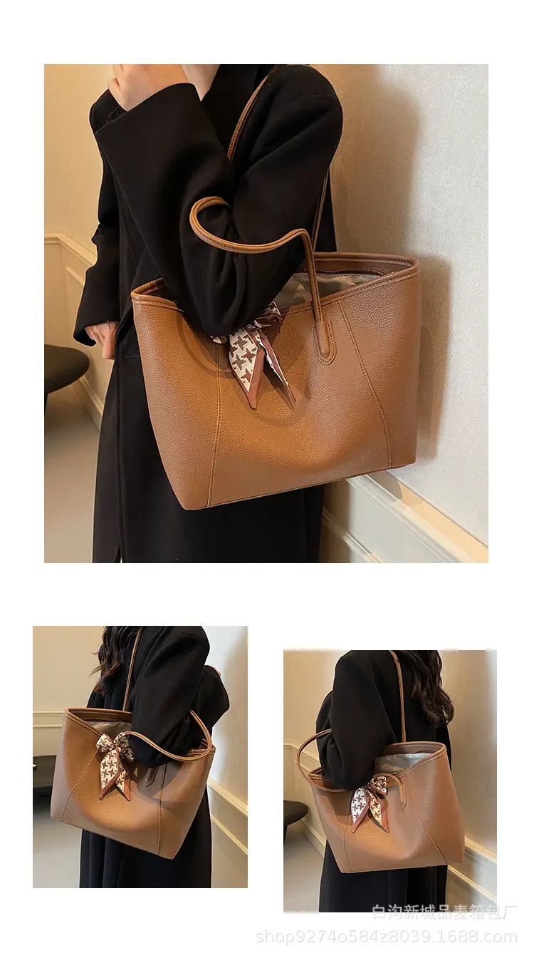 Women's Brown PU Shoulder Bag with Bow Design — feature 9