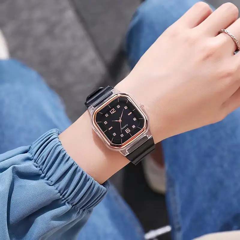 New Fashion Women's Quartz Watch Orange Silicone Square Design - Image 11