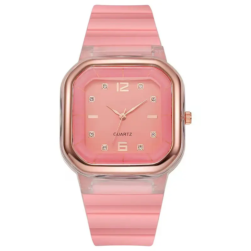 New Fashion Women's Quartz Watch Orange Silicone Square Design - Image 7