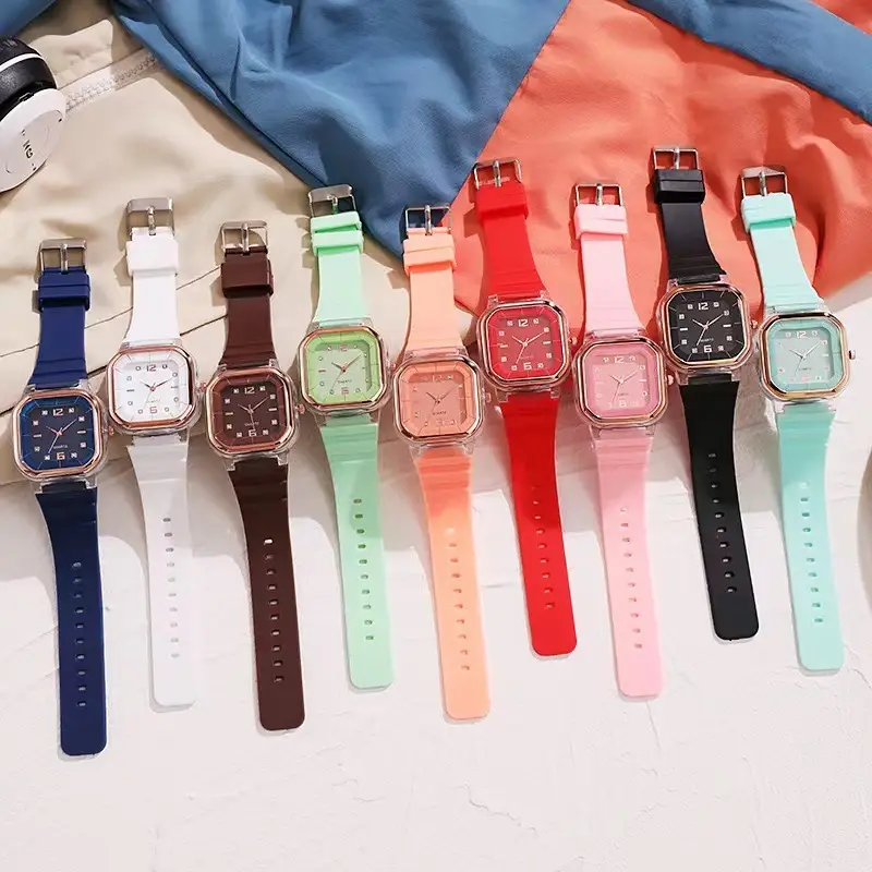New Fashion Women's Quartz Watch Orange Silicone Square Design — feature 1
