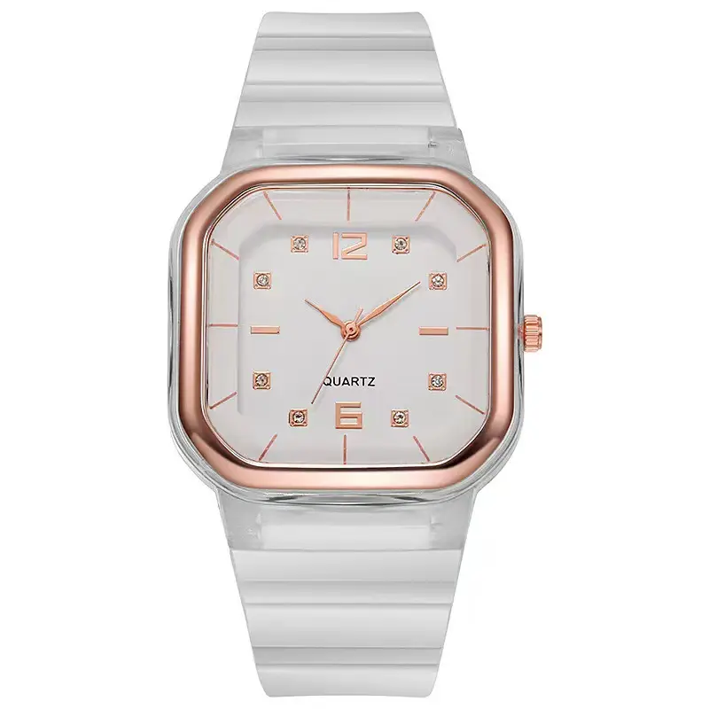 New Fashion Women's Quartz Watch Orange Silicone Square Design - Image 2
