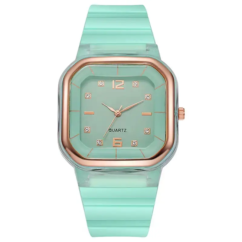 New Fashion Women's Quartz Watch Orange Silicone Square Design - Image 4