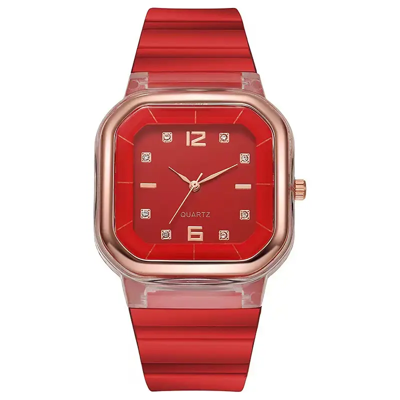 New Fashion Women's Quartz Watch Orange Silicone Square Design - Image 6