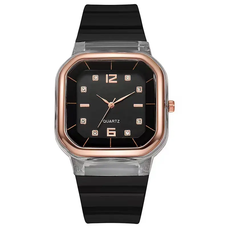 New Fashion Women's Quartz Watch Orange Silicone Square Design - Image 8