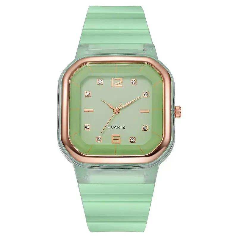 New Fashion Women's Quartz Watch Orange Silicone Square Design - Image 9