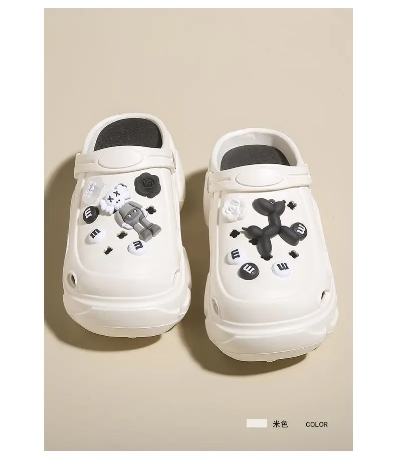 Girls Cartoon Thick Sandals White Black Spring — feature 17