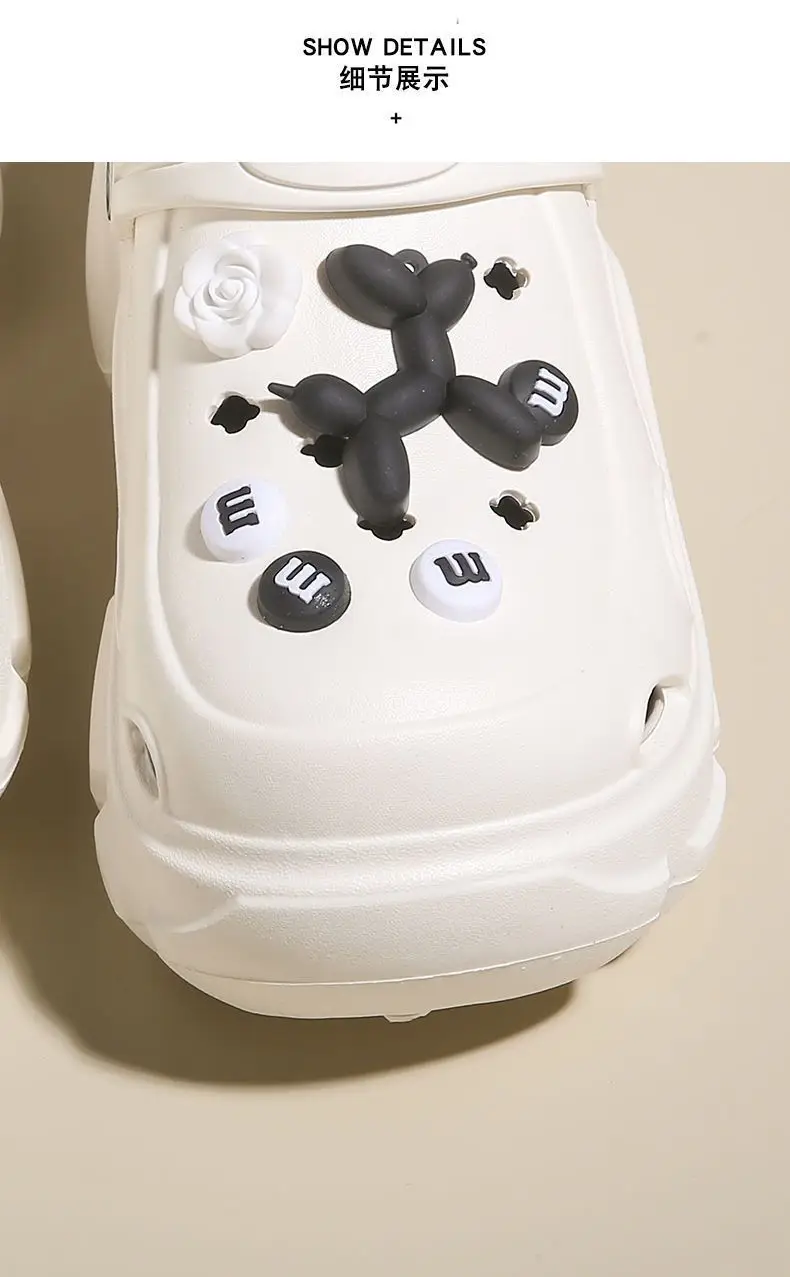 Girls Cartoon Thick Sandals White Black Spring — feature 18