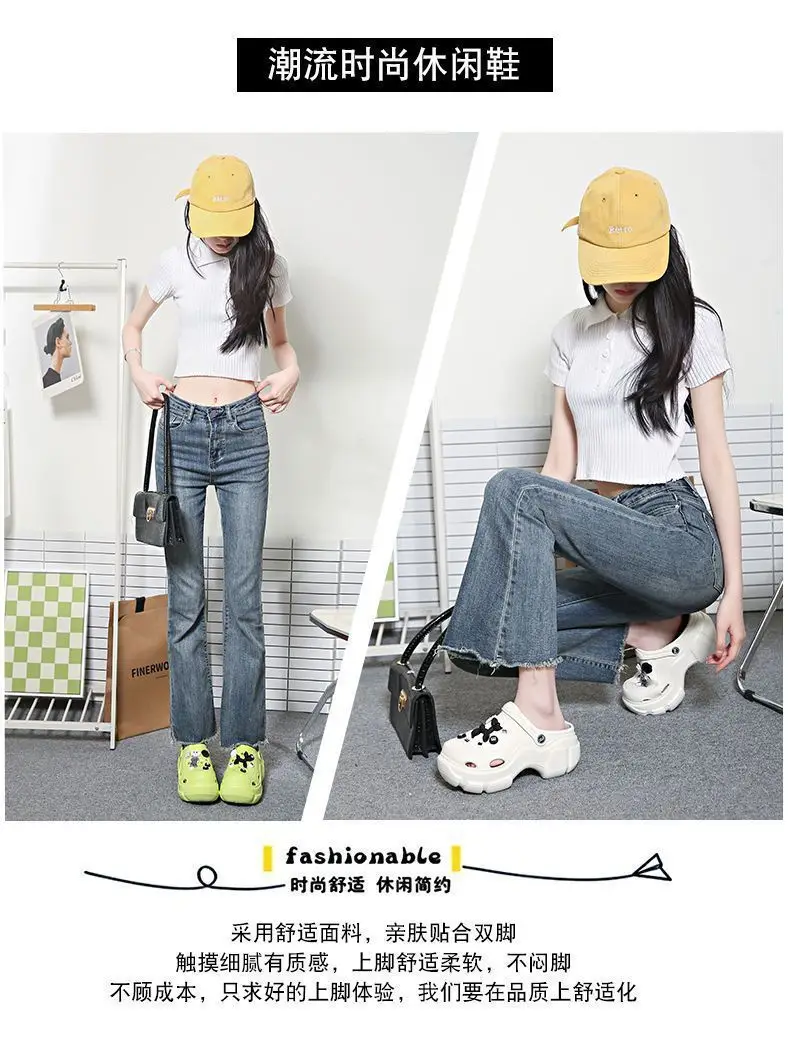 Girls Cartoon Thick Sandals White Black Spring — feature 23