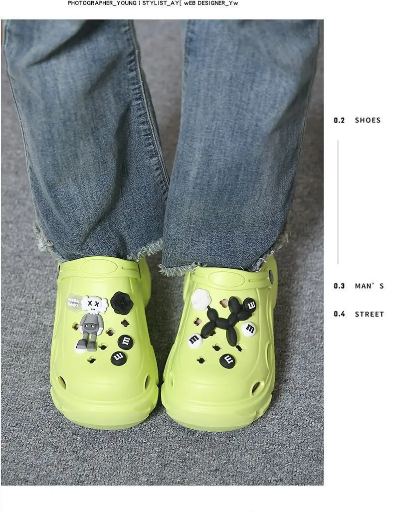 Girls Cartoon Thick Sandals White Black Spring — feature 28