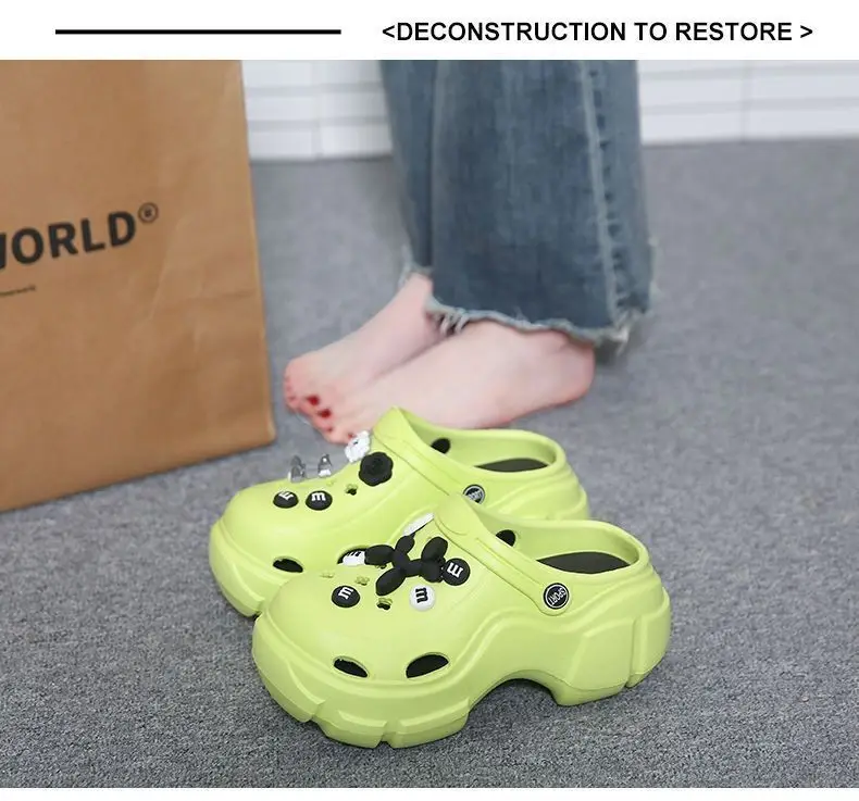 Girls Cartoon Thick Sandals White Black Spring — feature 34