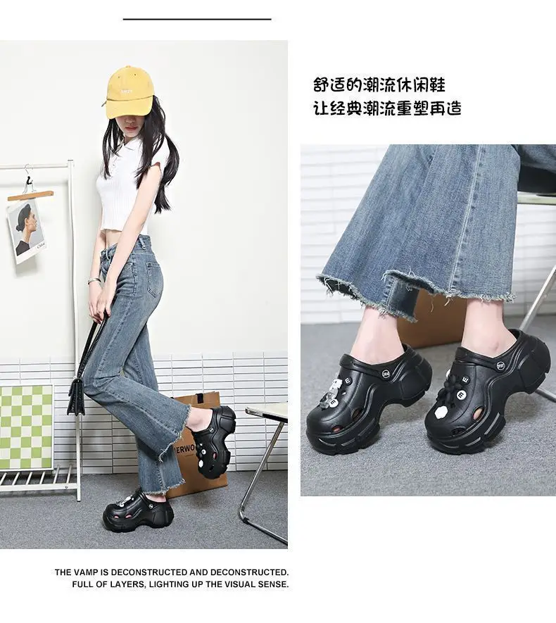 Girls Cartoon Thick Sandals White Black Spring — feature 35