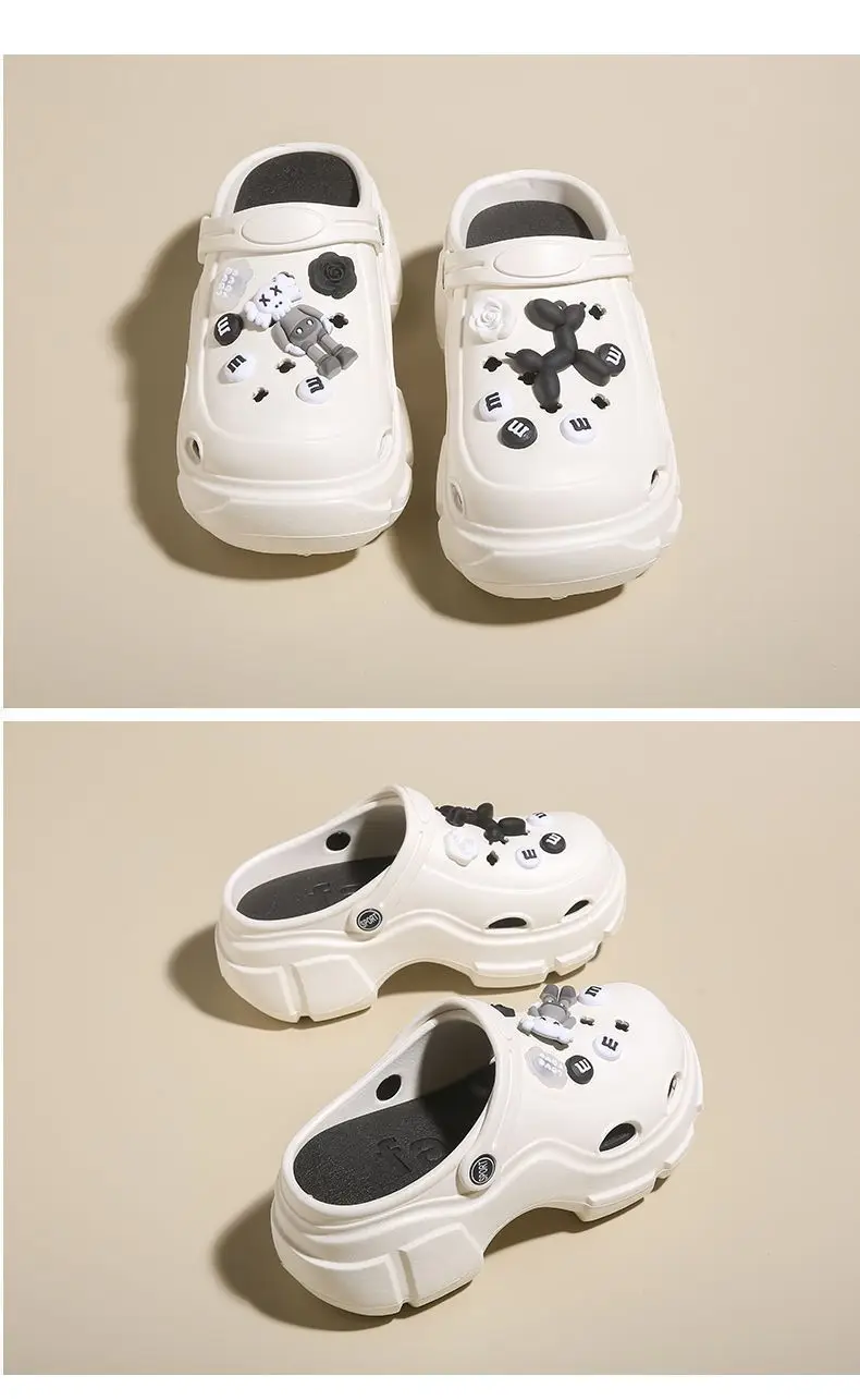 Girls Cartoon Thick Sandals White Black Spring — feature 39