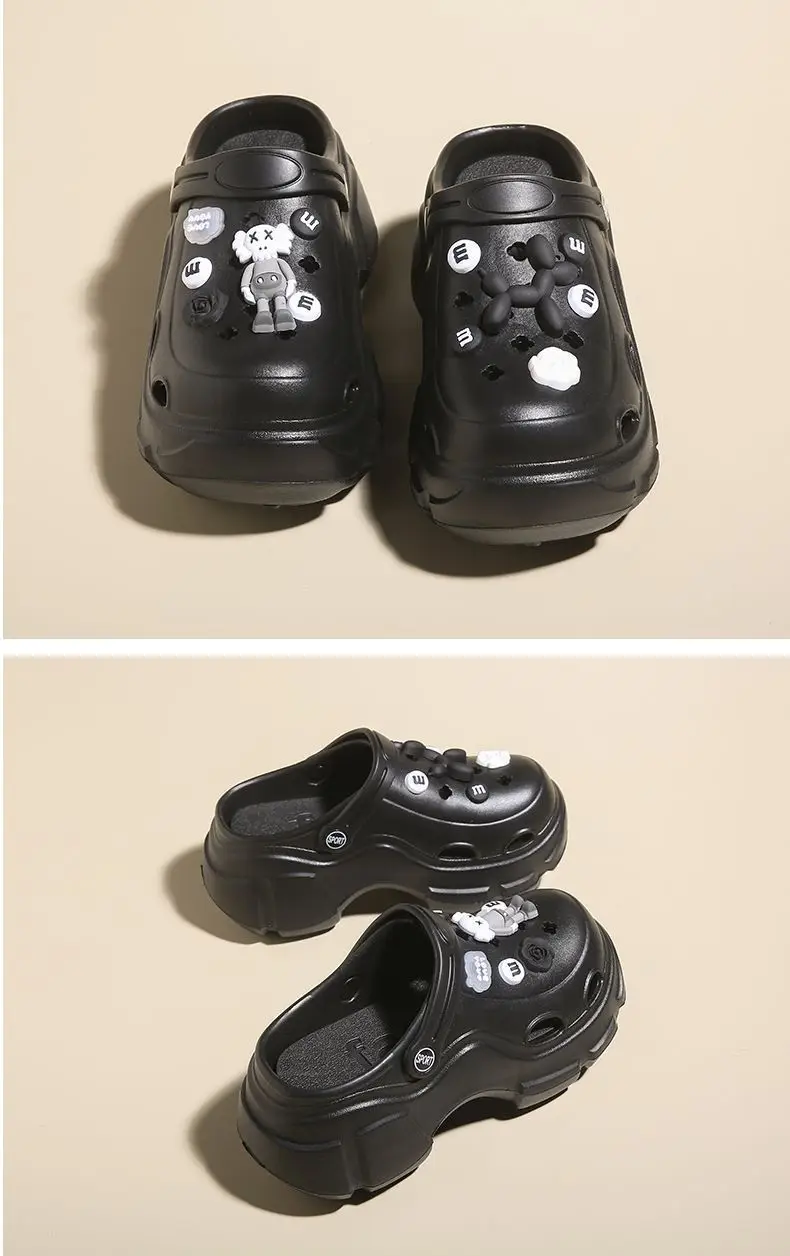 Girls Cartoon Thick Sandals White Black Spring — feature 40