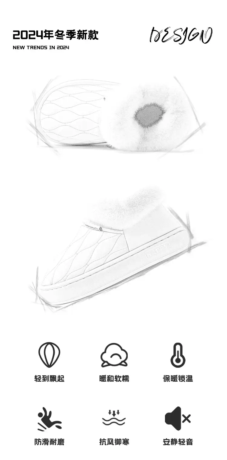 Bug Rabbit Bag with Cotton Slippers Cixi Women's Winter Outfit Thickened Plush Indoor Home Waterproof Warm Cotton Slippers for Men — feature 2