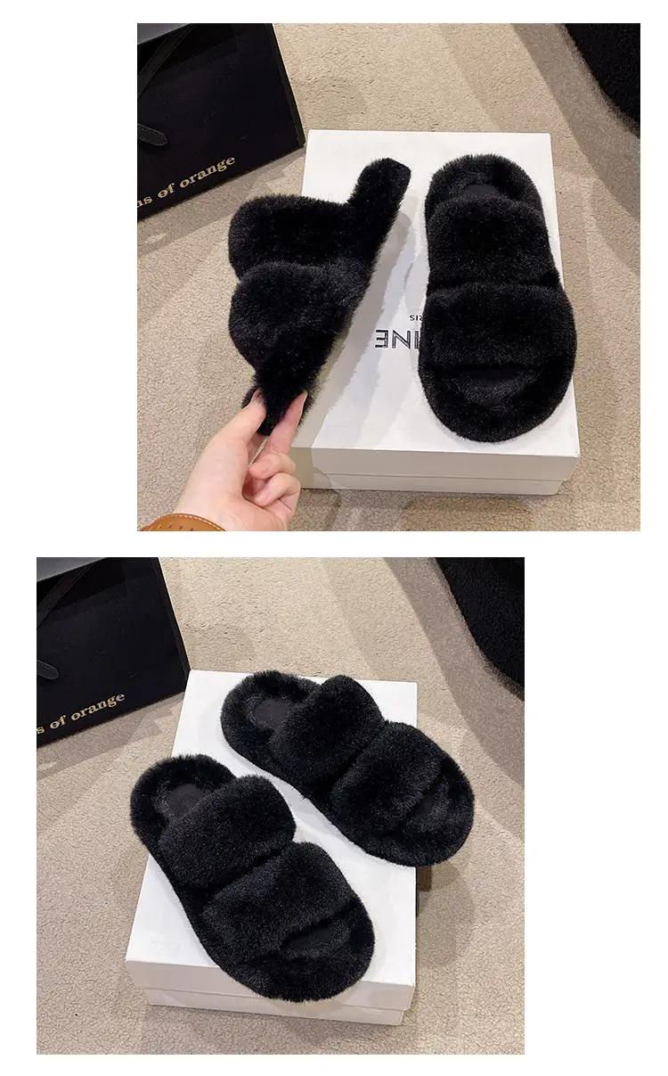 New autumn and winter Mao Mao slippers women's casual fashion cotton slippers warm wear thick bottom muffin cotton slippers wholesale — feature 5