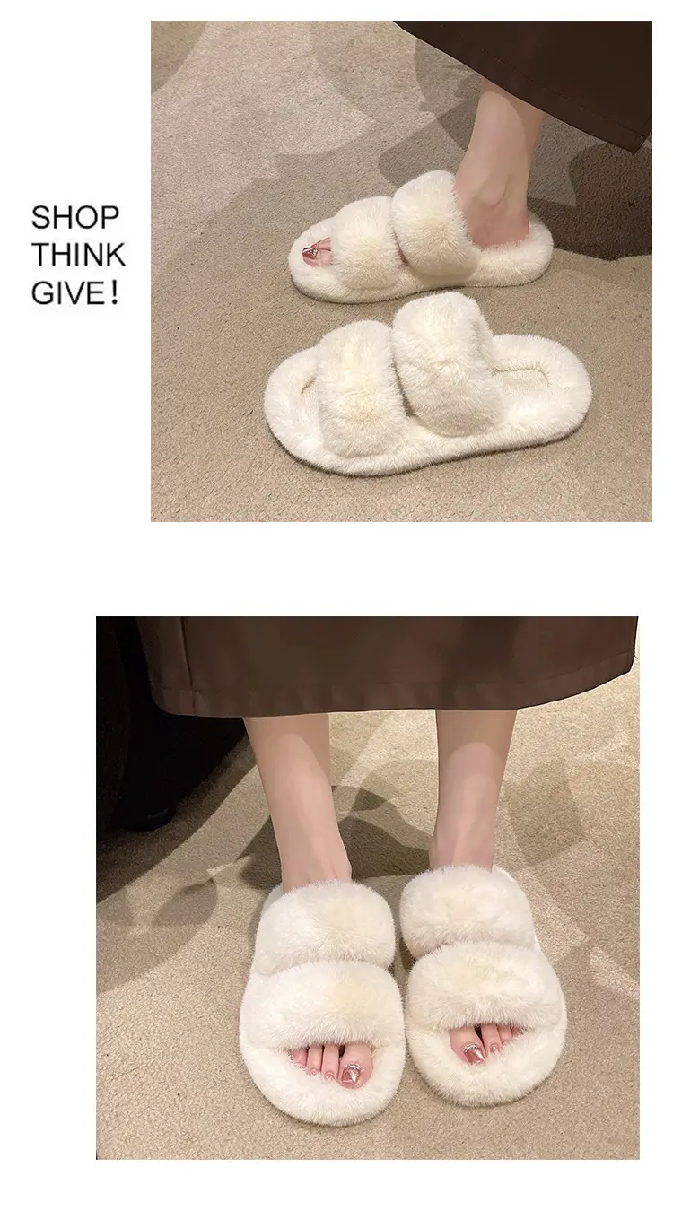 New autumn and winter Mao Mao slippers women's casual fashion cotton slippers warm wear thick bottom muffin cotton slippers wholesale — feature 6