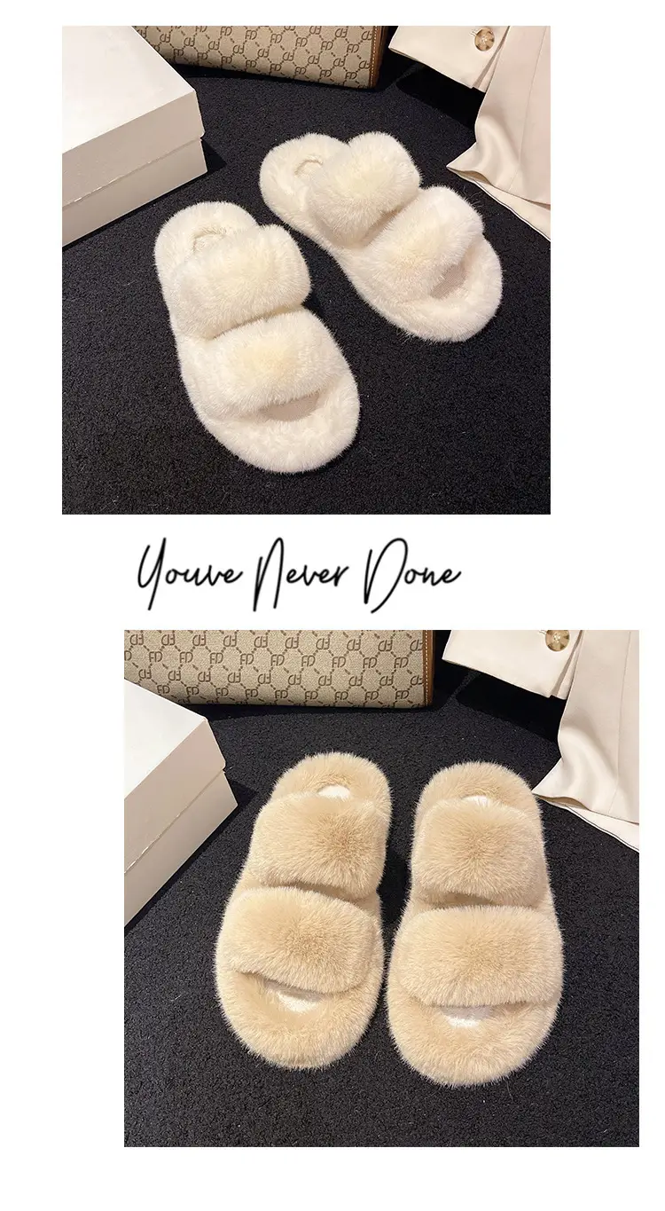 New autumn and winter Mao Mao slippers women's casual fashion cotton slippers warm wear thick bottom muffin cotton slippers wholesale — feature 7