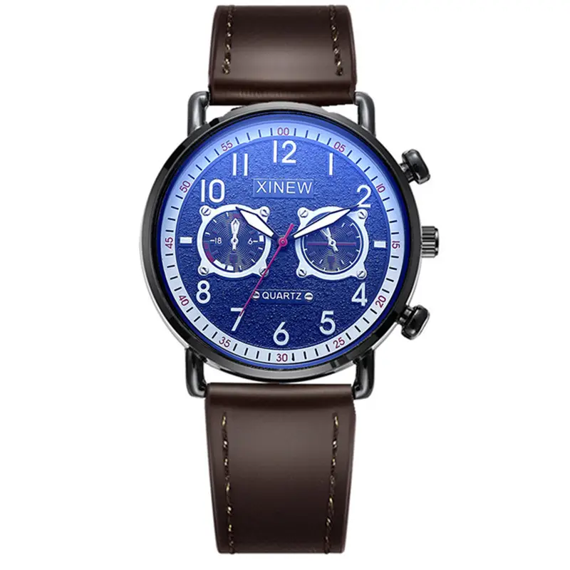 Xinew Men's Black Quartz Chronograph Watch with Joker Design