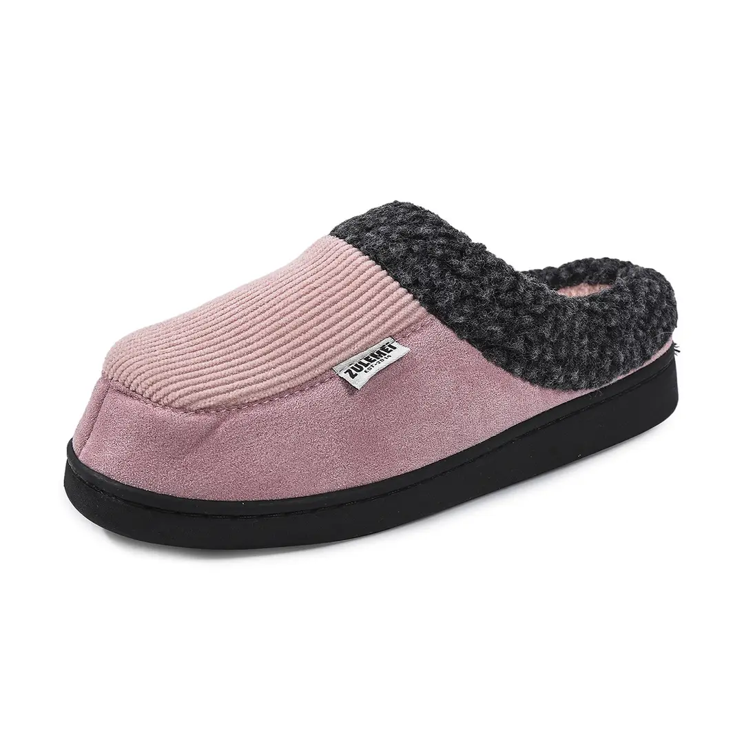 Cross-Border New Style Striped Straight Cotton Slippers, Home Non-Slip Furry Slippers, Winter Thickened and Fleece-Lined Cotton Slippers