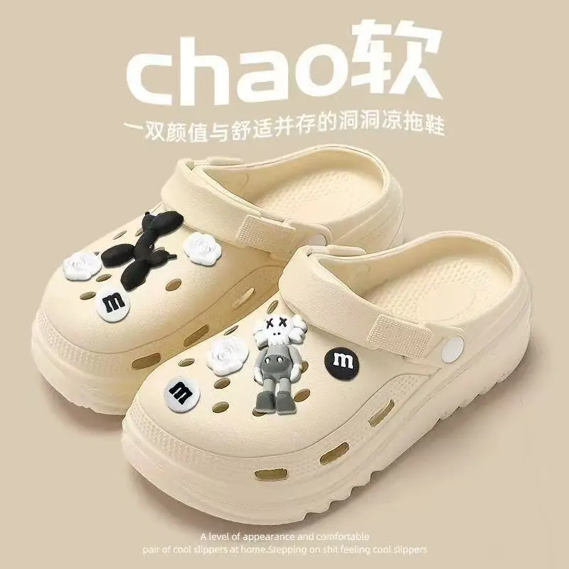 Croc Shoes Men's Thick-Soled Eva Clogs Women's Summer Non-Slip Non-Stinky Beach Dormitory Sandals with a Poop-Feeling Drag - Image 11