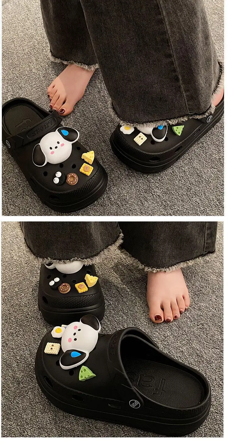 Women Croc Sandals Black Bow Decor 2023 — feature 14