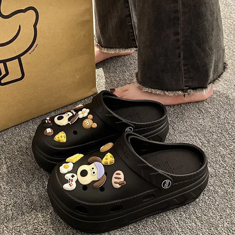 Women Croc Sandals Black Bow Decor 2023 - Image 6