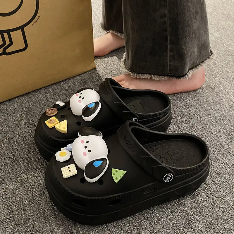 Women Croc Sandals Black Bow Decor 2023 - Image 8