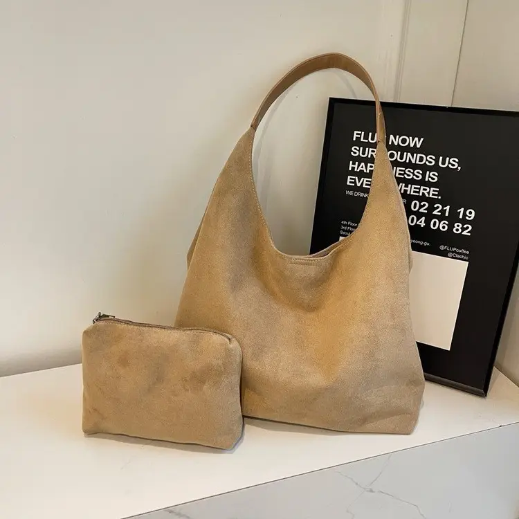 Women's Large Capacity Brown Tote Bag with Zipper Compartment - Image 5