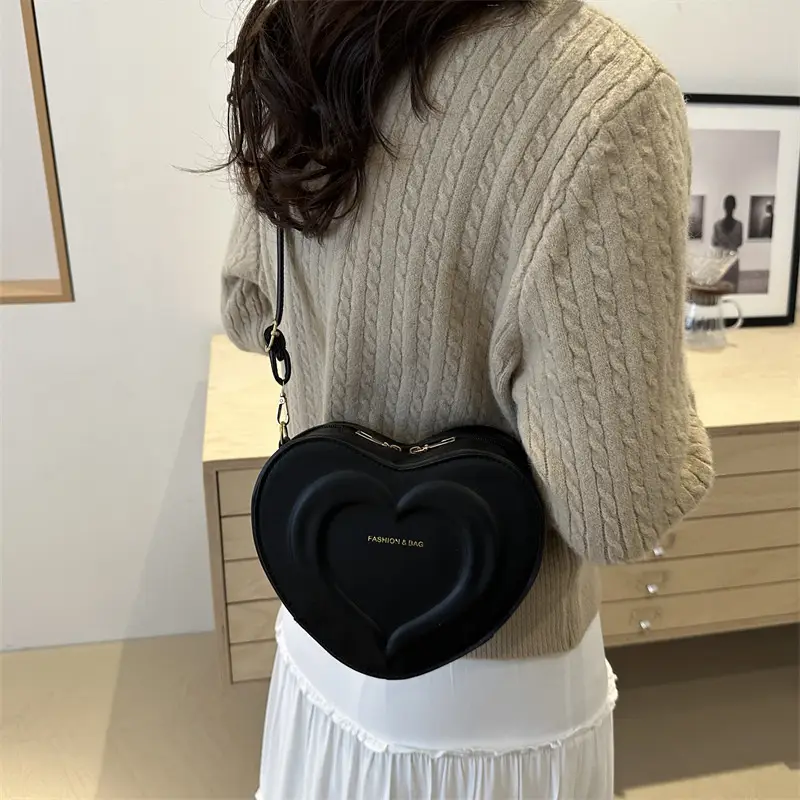 Pink Heart-Shaped Crossbody Bag for Women - Image 9
