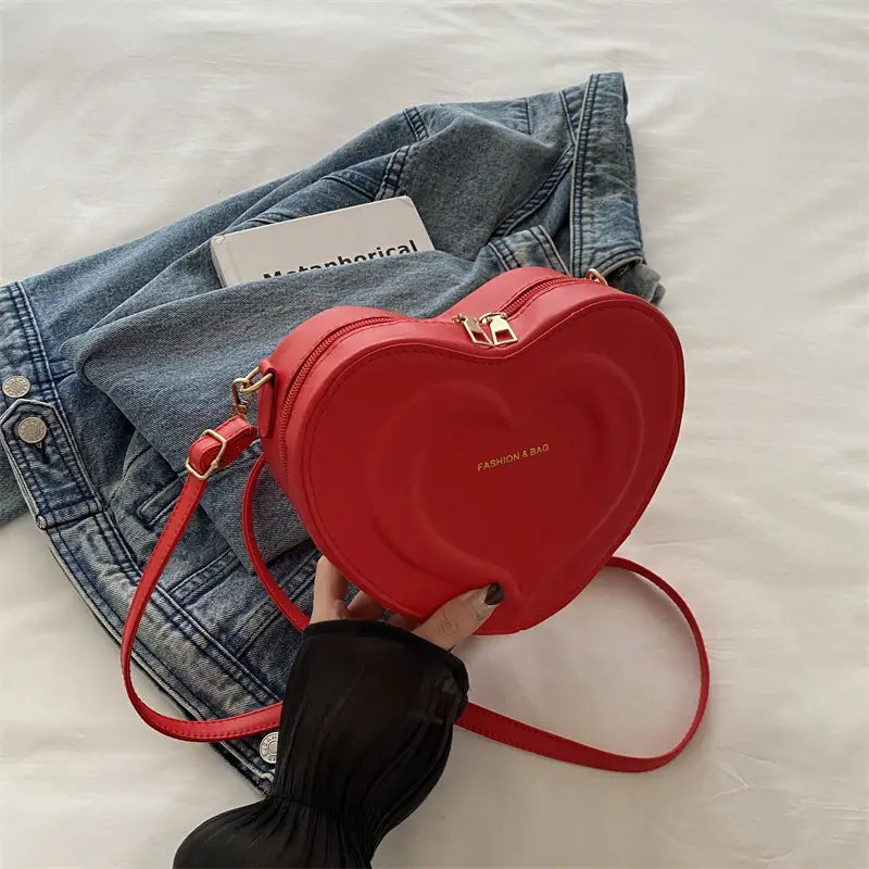 Pink Heart-Shaped Crossbody Bag for Women - Image 6