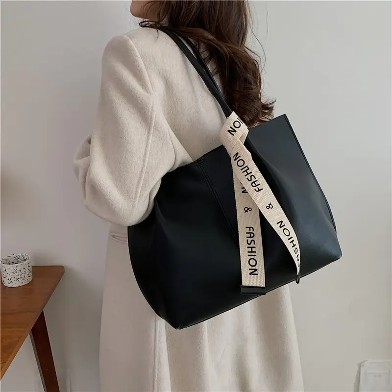 Vintage Brown Tote Bag with Ribbon for Women - Image 4