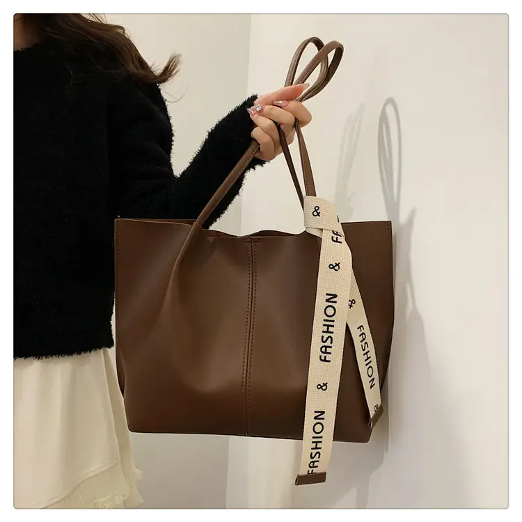 Vintage Brown Tote Bag with Ribbon for Women — feature 16