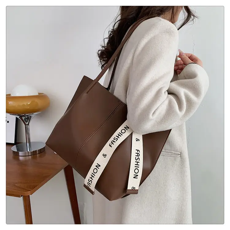 Vintage Brown Tote Bag with Ribbon for Women — feature 17