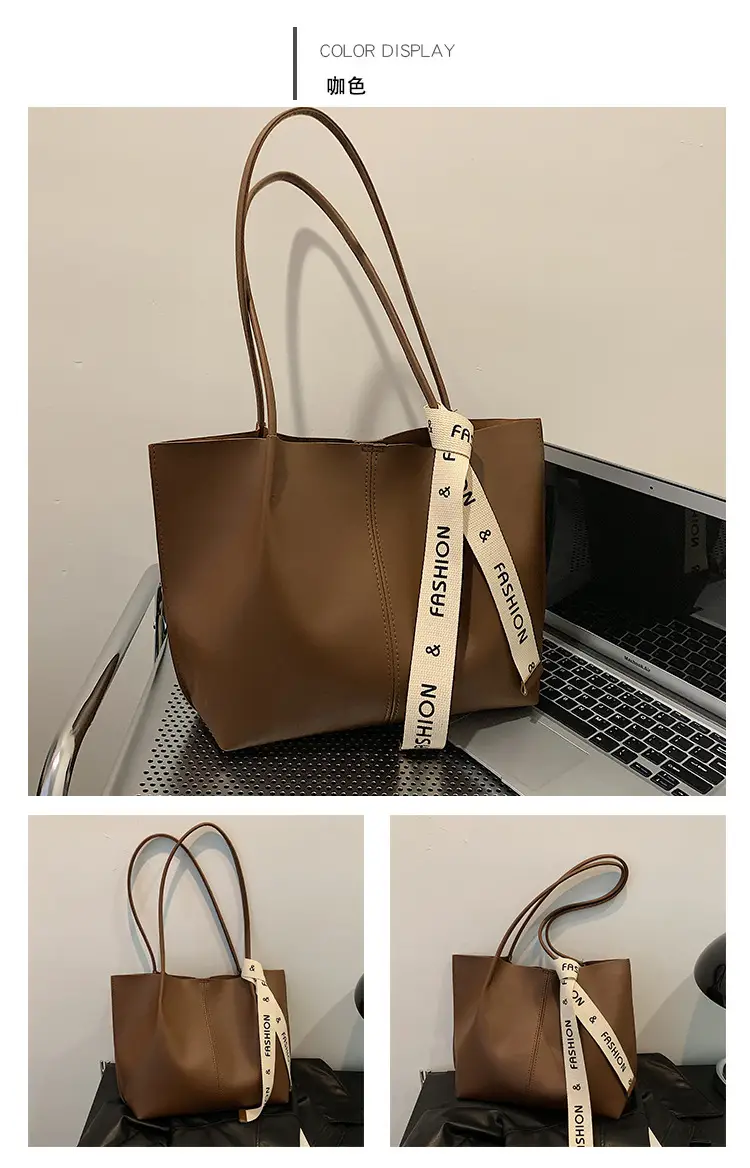 Vintage Brown Tote Bag with Ribbon for Women — feature 30