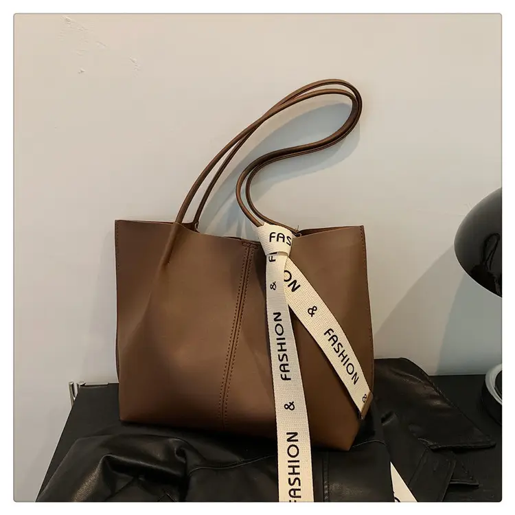 Vintage Brown Tote Bag with Ribbon for Women — feature 32