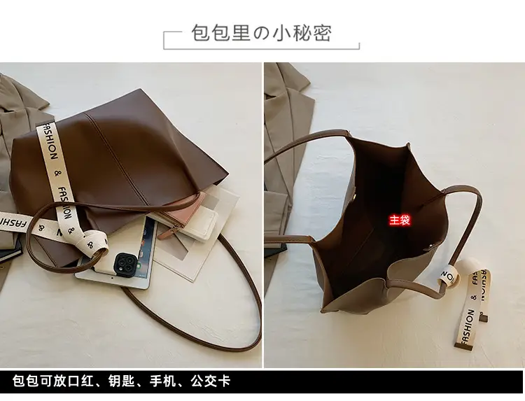 Vintage Brown Tote Bag with Ribbon for Women — feature 5