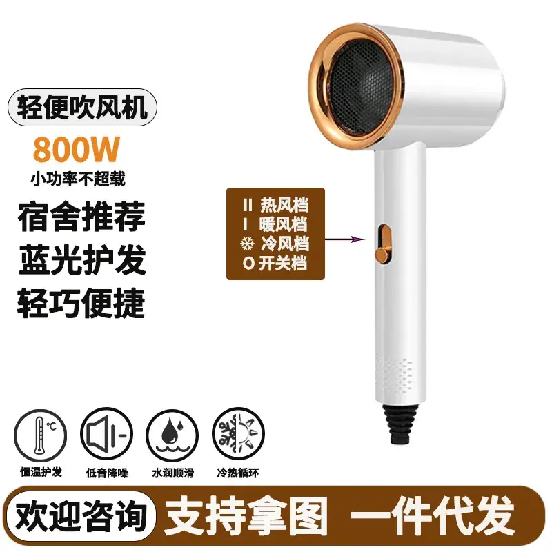 Portable Hair Dryer 800W White 360 Rotating