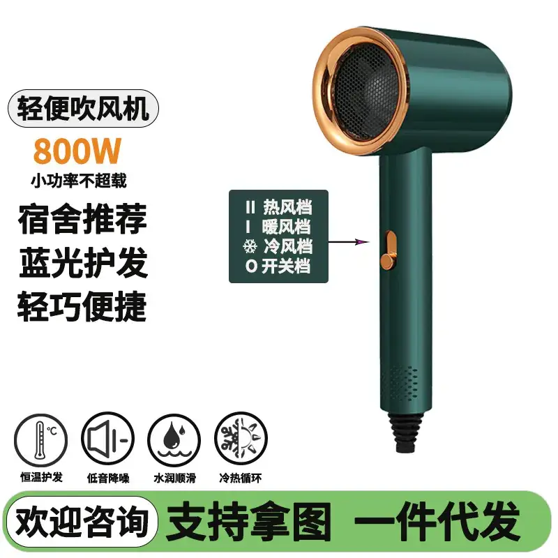 Portable Hair Dryer 800W White 360 Rotating