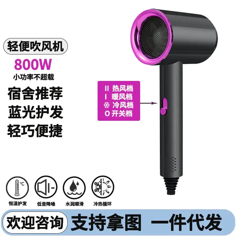 Portable Hair Dryer 800W White 360 Rotating