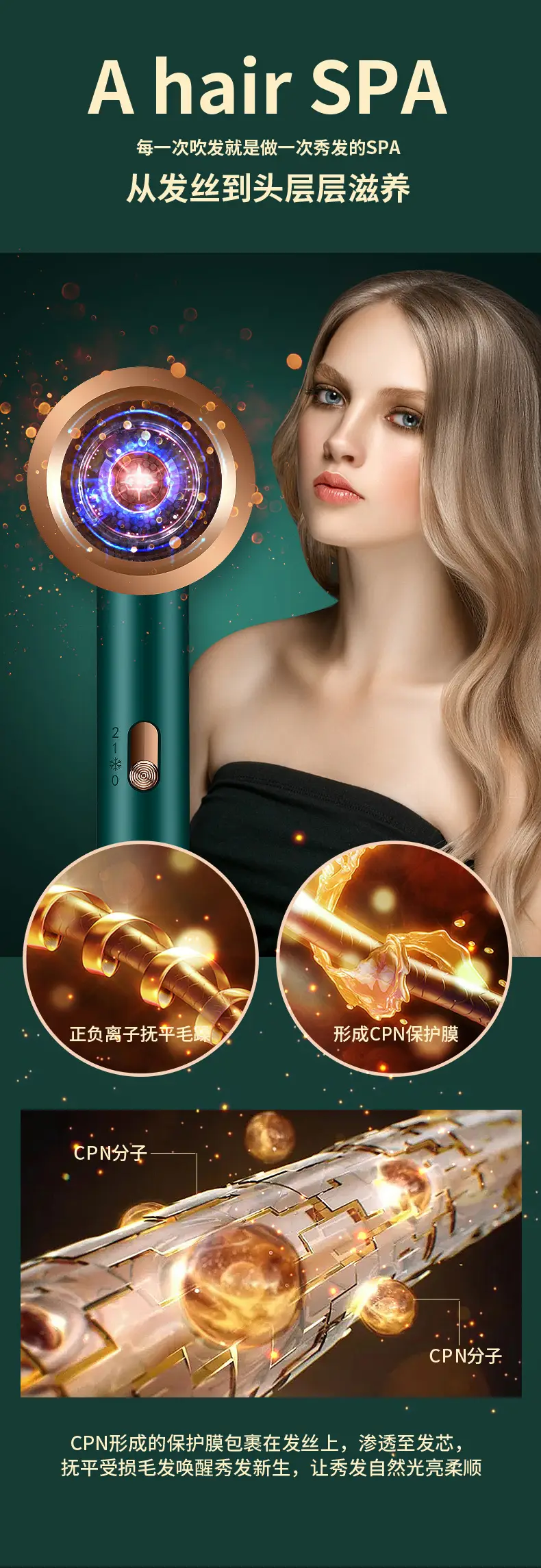 Portable Hair Dryer 800W White 360 Rotating — feature 21