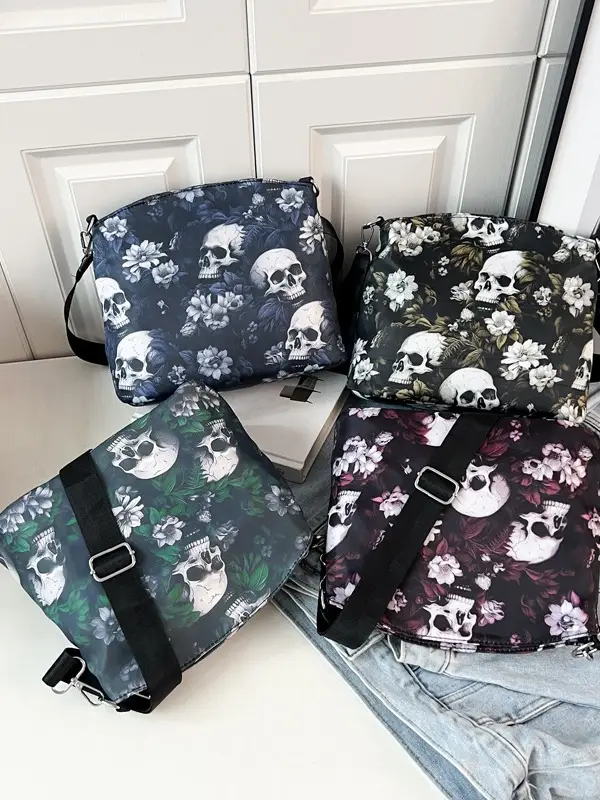 Skull Print Crossbody Bag for Women Large Capacity - Image 6