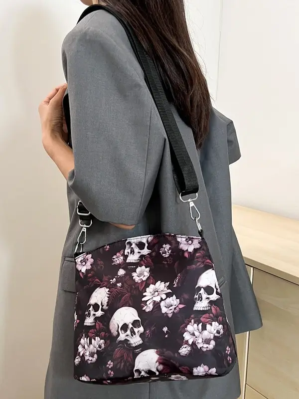 Skull Print Crossbody Bag for Women Large Capacity - Image 7